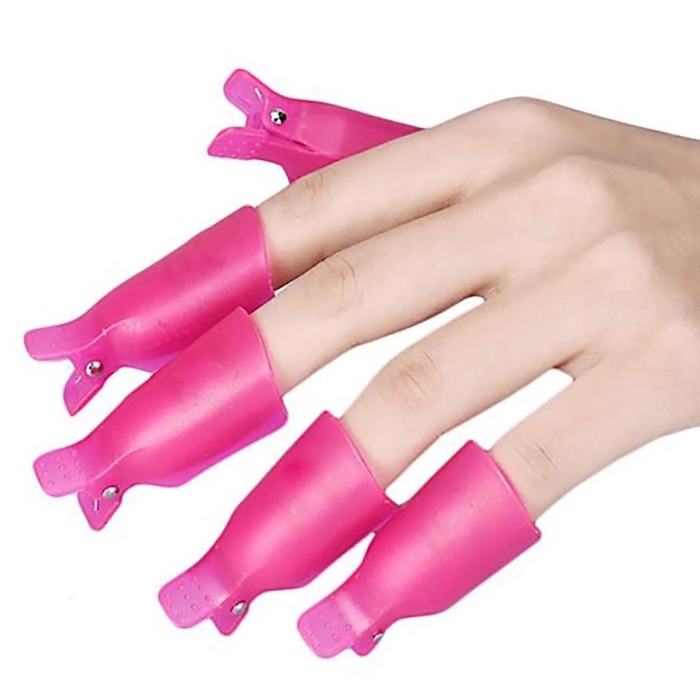Reusable gel polish soak off clips